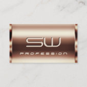 Luxe Shimmery Roos Golden Faux 3D Initialen Visitekaartje (Voorkant)