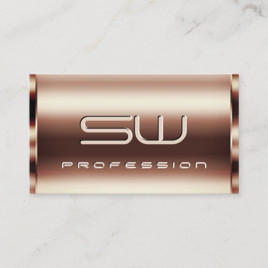 Luxe Shimmery Roos Golden Faux 3D Initialen Visitekaartje (Voorkant)