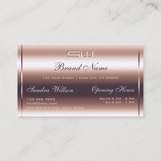 Luxe Shimmery Roos Gouden Optica en 3D Monogram Visitekaartje (Achterkant)