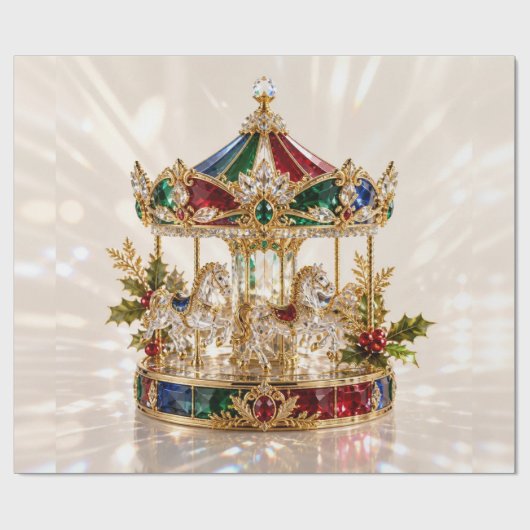 Luxe Sieraden Carrousel Kerst Inpakpapier (Vlak)