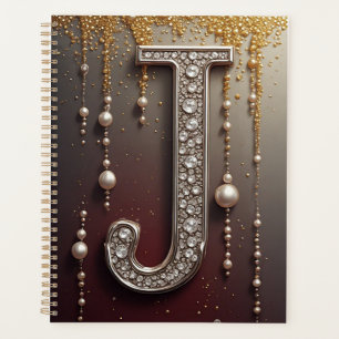 Luxe Sieraden Letter J Monogram Met Glitters Planner
