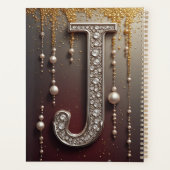 Luxe Sieraden Letter J Monogram Met Glitters Planner (Achterkant)