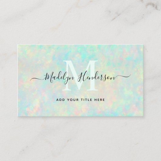 Luxe sieraden Opal QR Code Social Media Monogram Visitekaartje (Voorkant)