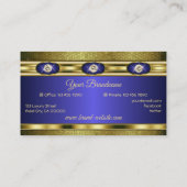 Luxe Sieraden Stijl Goud Patroon en Blauwe Kleuren Visitekaartje (Achterkant)