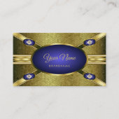 Luxe Sieraden Stijl Goud Patroon en Blauwe Kleuren Visitekaartje (Voorkant)