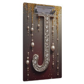 Luxe sierletter J monogram met glitters Klembord (Rechts)