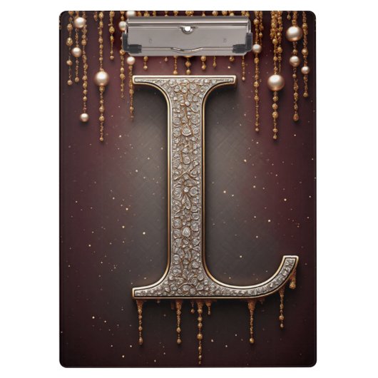 Luxe sierletter L monogram met glitters Klembord (Voorkant)