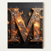 Luxe Sierlijke Gouden Monogram Letter M Vlinder Planner (Achterkant)