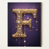 Luxe Sierlijke Letter F Monogram in Edelstenen Planner (Achterkant)