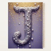 Luxe Sierlijke Letter J Monogram in Edelstenen Planner (Achterkant)