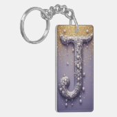Luxe Sierlijke Letter J Monogram in Edelstenen Sleutelhanger (Voorkant Links)