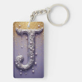 Luxe Sierlijke Letter J Monogram in Edelstenen Sleutelhanger (achterkant)