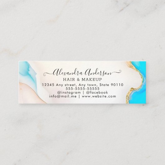 Luxe Signature Script Aqua Holographic Salon Klantenkaartje (Achterkant)