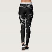 Luxe Silver Black Marmer Voeg tekst toe Leggings (Achterkant)