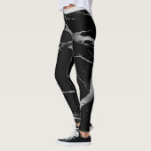 Luxe Silver Black Marmer Voeg tekst toe Leggings (Links)