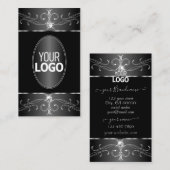 Luxe Silver Black Witte  Ornamenten met Logo Visitekaartje (Voorkant / Achterkant)