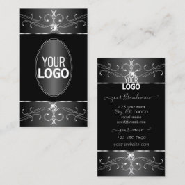 Luxe Silver Black Witte  Ornamenten met Logo Visitekaartje