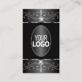 Luxe Silver Black Witte  Ornamenten met Logo Visitekaartje (Voorkant)