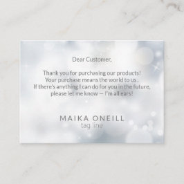 Luxe Silver Bokeh dank u voor uw aankoop Visitekaartje