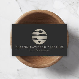 Luxe Silver Catering Logo Restaurant Donkergrijs Visitekaartje