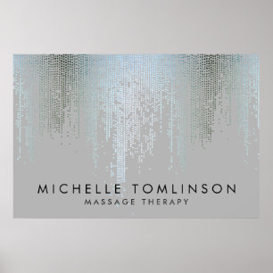 Luxe Silver Confetti Rain Pattern Poster