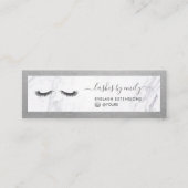 Luxe Silver en Marble Eyelash Beauty Specialist Mini Visitekaartje (Voorkant)
