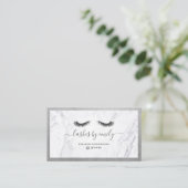 Luxe Silver en Marble Eyelash Beauty Specialist Visitekaartje (Staand voorkant)