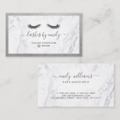 Luxe Silver en Marble Eyelash Beauty Specialist Visitekaartje (Voorkant / Achterkant)