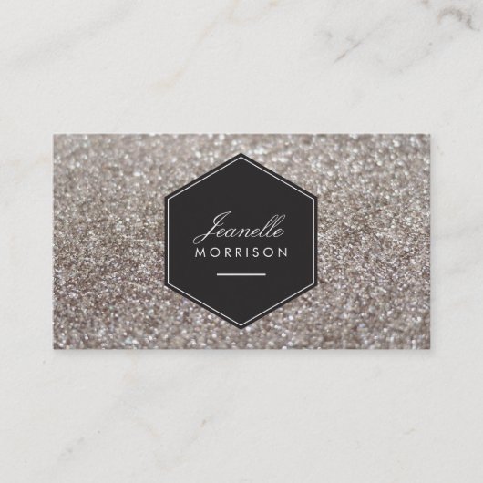 Luxe Silver Glitter Beauty Visitekaartje (Voorkant)