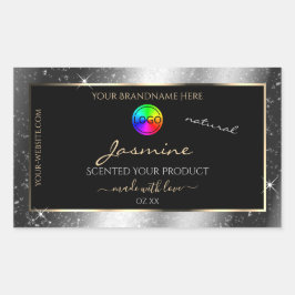 Luxe Silver Glitter Lijst Product Label en Logo
