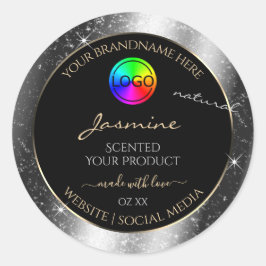 Luxe Silver Glitter Lijst Product Label en Logo
