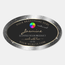 Luxe Silver Glitter Lijst Product Label en Logo