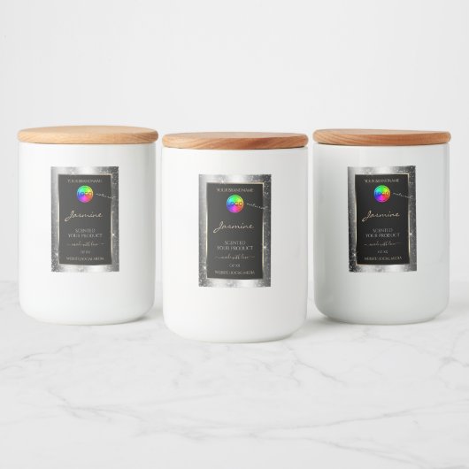 Luxe Silver Glitter Lijst Product Label en Logo Voedselcontainer Etiket (Flessen)