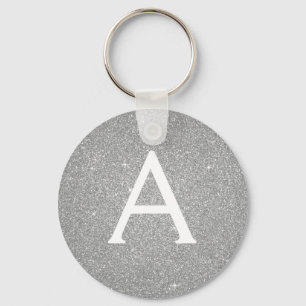 Luxe Silver Glitter & Sparkle Monogram Sleutelhanger