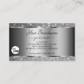 Luxe Silver Glitter Sparkle Stars en Logo Visitekaartje (Achterkant)