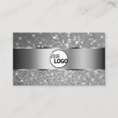 Luxe Silver Glitter Sparkle Stars en Logo Visitekaartje (Voorkant)