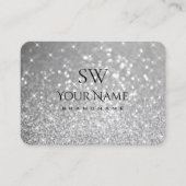 Luxe Silver Glitter Sparkle Stars Initialen Smart Visitekaartje (Voorkant)