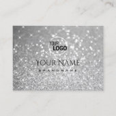 Luxe Silver Glitter Sparkle Stars toevoegen Logo S Visitekaartje (Voorkant)