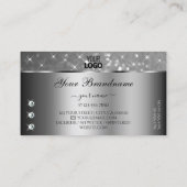 Luxe Silver Glitter Stars Diamonds toevoegen Logo  Visitekaartje (Achterkant)