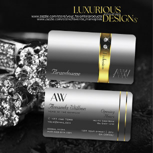 Luxe Silver Gold Decor Glamour Jewels Initialen Visitekaartje