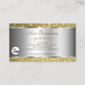 Luxe Silver Gold Glitter Spark Sterren en Logo Visitekaartje (Achterkant)