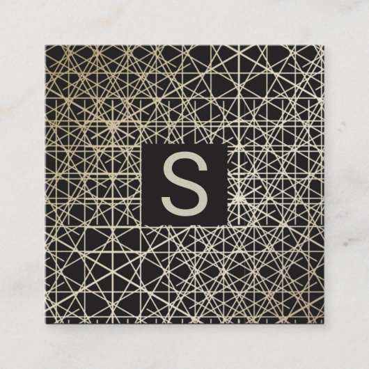 LUXE Silver Gold Minimalist Geometric Pattern Vierkante Visitekaartje (Voorkant)