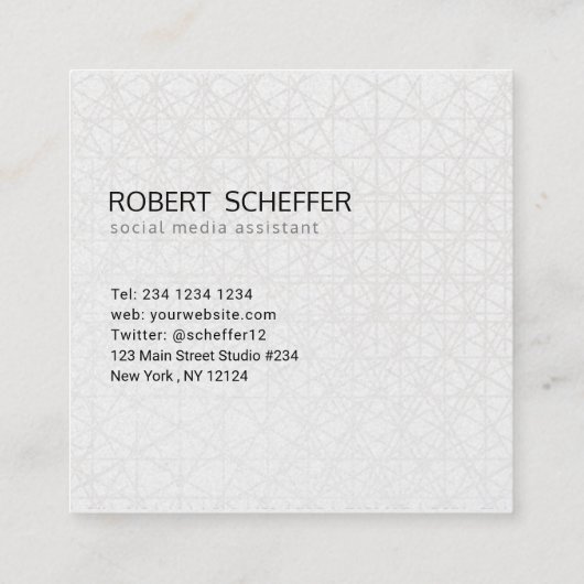 LUXE Silver Gold Minimalist Geometric Pattern Vierkante Visitekaartje (Achterkant)