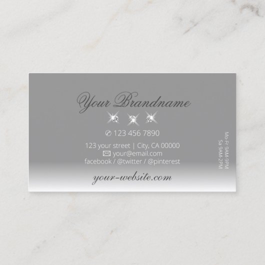Luxe Silver Gray Ombre Sparging Diamonds Elegant Visitekaartje (Achterkant)
