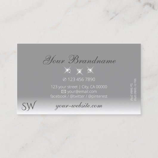 Luxe Silver Gray Ombre Sparging Diamonds Visitekaartje (Achterkant)