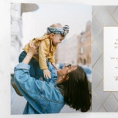 Luxe Silver met stijlvolle, diagonaal gouden lijne Drieluik Wenskaart (Binnenzijde eerst)