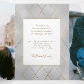 Luxe Silver met stijlvolle, diagonaal gouden lijne Drieluik Wenskaart (Binnenkant midden)