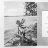 Luxe Silver met stijlvolle, diagonale zilverlijnen Drieluik Wenskaart (Binnenzijde eerst)