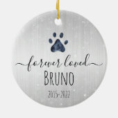 Luxe Silver Metal Forever Loved Pet Memorial Keramisch Ornament (Achterkant)