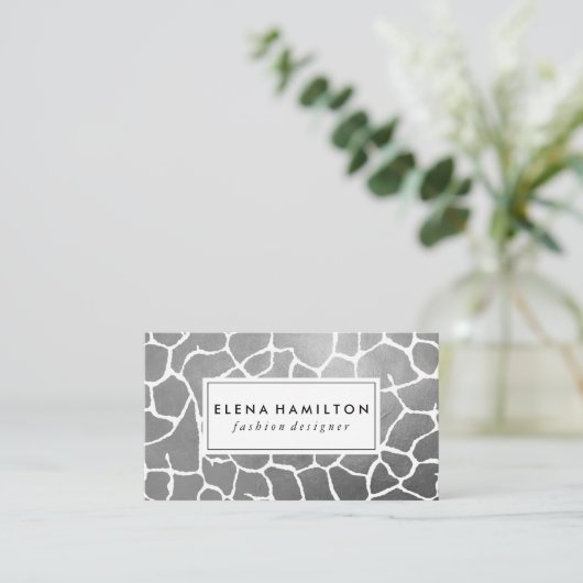 Luxe Silver Pattern Visitekaartje (Staand voorkant)